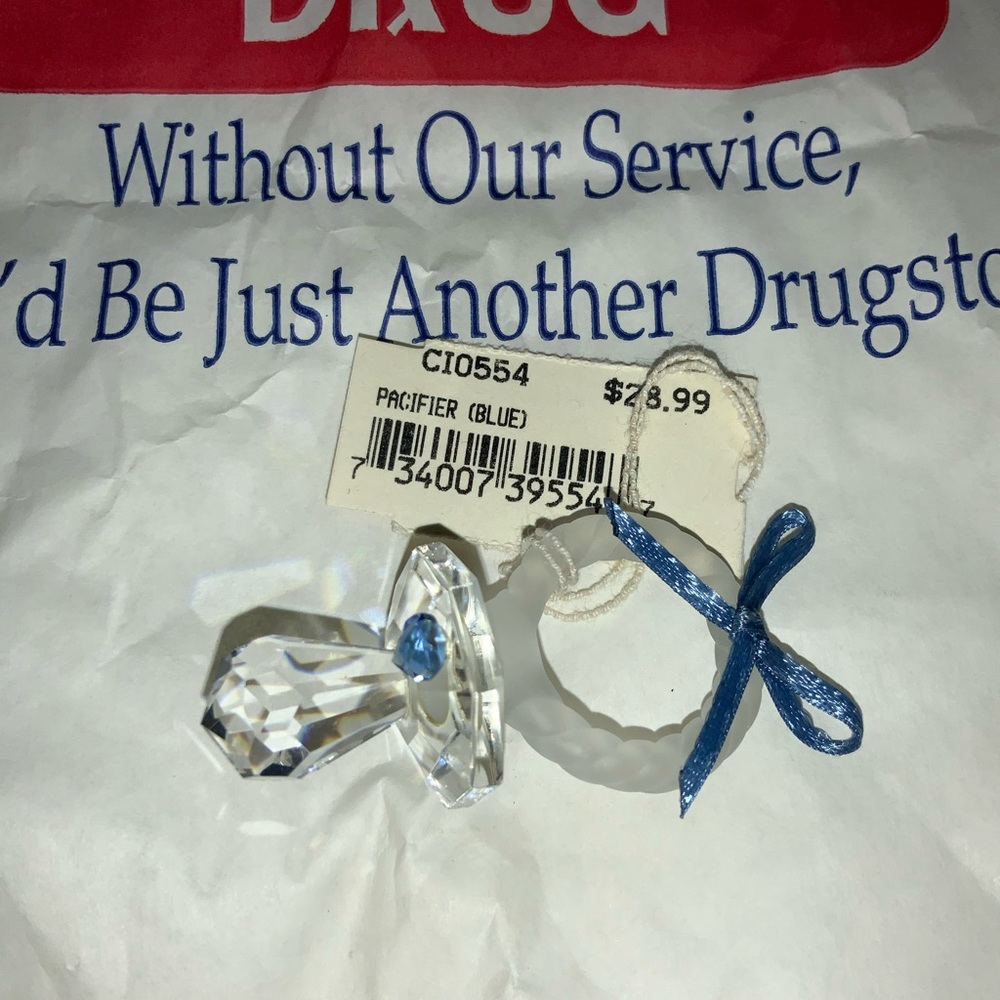 Vintage Blue Heart Accent Crystal Baby Pacifier - Picture 2 of 9